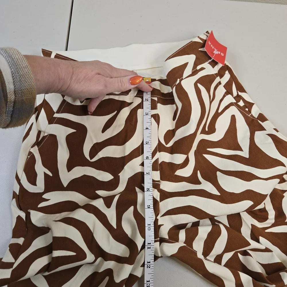 NWT SPANX Zebra Print Ankle Pants Brown White Small